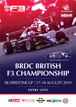 Brdc British F3 Championship Silverstone Gp 17-18 August 2019