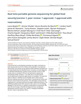 Real Time Portable Genome Sequencing for Global Food Security [Version 1; Peer Review: 1 Approved, 1 Approved with Reservations]
