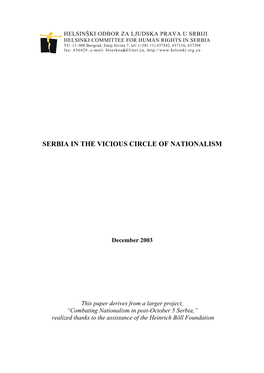 Serbia in the Vicious Circle of Nationalism