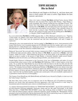 TIPPI HEDREN Bio in Brief