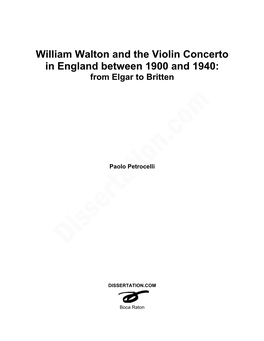 William Walton and the Violin Concerto in England Between 1900 and 1940: from Elgar to Britten