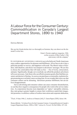 Commodification in Canada's Largest Department Stores, 1890 to 1940