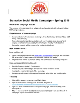 Statewide Social Media Campaign – Spring 2016