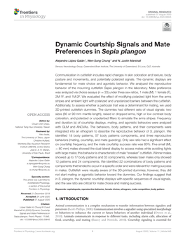 Dynamic Courtship Signals and Mate Preferences in Sepia Plangon