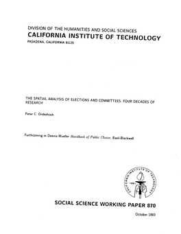 The Spatial Analysis of Elections and Committees: Four Decades of Research Peter C