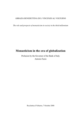 Monasticism in the Era of Globalization