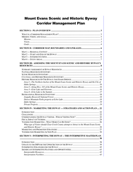 Mount Evans Scenic and Historic Byway Corridor Management Plan