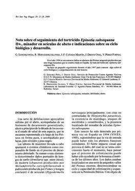 Nota Sobre El Seguimiento Del Tortrícido Epinotia Subsequana Hw., Minador En Acículas De Abeto E Indicaciones Sobre Su Ciclo Biológico Y Desarrollo