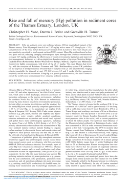 Pollution in Sediment Cores of the Thames Estuary, London, UK Christopher H