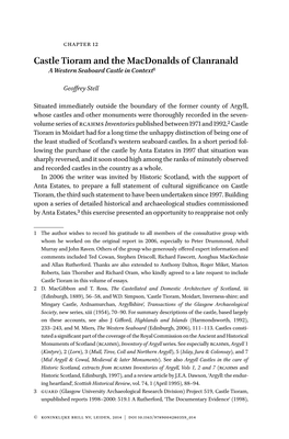Castle Tioram and the Macdonalds of Clanranald a Western Seaboard Castle in Context1