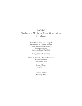 CAMEO Conflict and Mediation Event Observations Codebook
