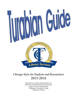 Chicago Style for Students and Researchers 2015-2016