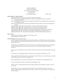 RANDY ALBELDA Professor of Economics University of Massachusetts Boston Boston, MA 02125 617-287-6963 Randy.Albelda@Umb.Edu October 2014