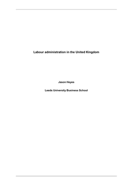 Labour Administration in the United Kingdom