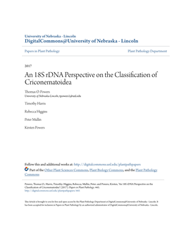 An 18S Rdna Perspective on the Classification of Criconematoidea Thomas O