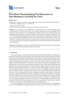 Disarticulating Post-Discourses in Toni Morrison's God Help the Child