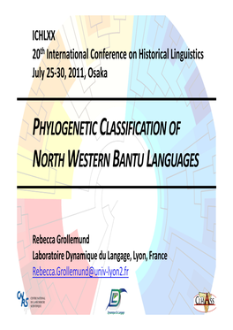 Phylogenetic Classification of North Western Bantu Languages