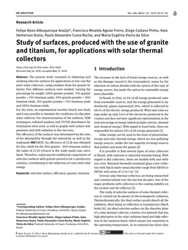 Study of Surfaces, Produced with the Use of Granite and Titanium, For