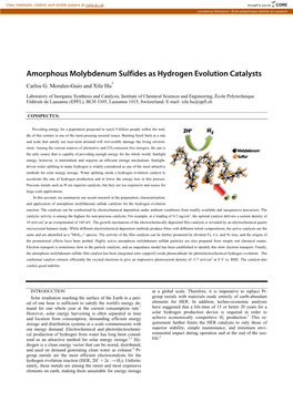 Amorphous Molybdenum Sulfides As Hydrogen Evolution Catalysts Carlos G