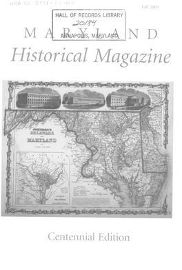 Maryland Historical Magazine, 2005, Volume 100, Issue No. 3