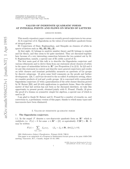 Arxiv:Math/9504223V1 [Math.NT] 1 Apr 1995 a Ewritten Be May Indeﬁnite ..I H Sequel the in 1.1