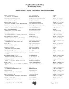 Deep Foundations Institute Membership Roster