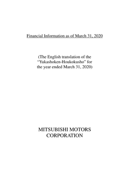 Mitsubishi Motors Corporation