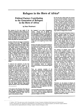 Refugees in the Horn of Africa*