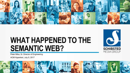 WHAT HAPPENED to the SEMANTIC WEB? Peter Mika, Sr