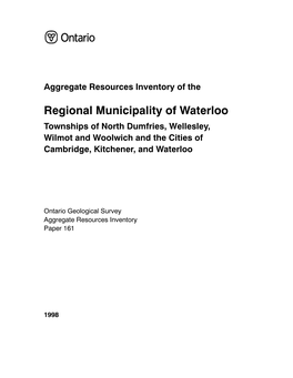 Aggregate Resources Inventory of the Regional Municipality of Waterloo