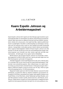 Kaare Espolin Johnson Og Arbeidermagasinet