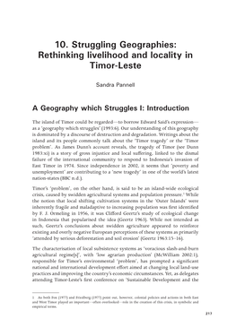 Struggling Geographies: Rethinking Livelihood and Locality in Timor-Leste