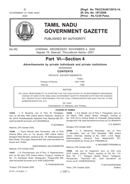 Tamil Nadu Government Gazette