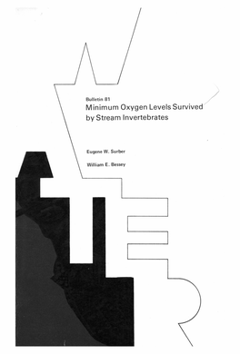 Minimum Oxygen Levels Survived by Stream Invertebrates