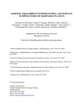 Albedos, Equilibrium Temperatures, and Surface Temperatures of Habitable Planets