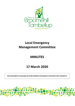 Local Emergency Management Committee MINUTES 17 March 2020