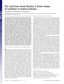 A Faster Tempo of Evolution in Tropical Climates