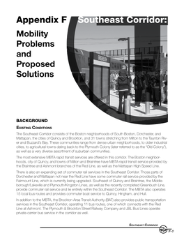 Appendix F Southeast Corridor: Mobility Problems and Proposed Solutions