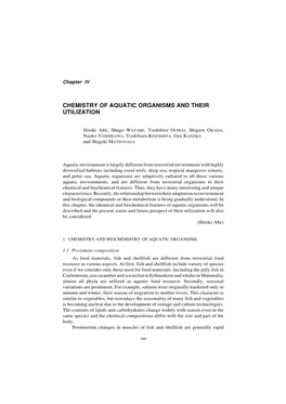 Chemistry of Aquatic Organisms and Their Utilization