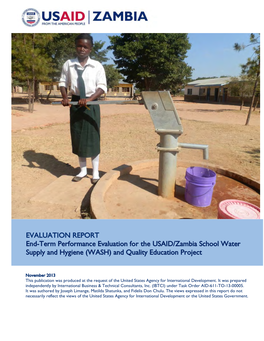 USAID/Zambia School WASH and Quality Education Project Evaluation