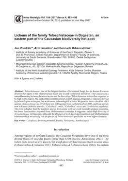 Lichens of the Family Teloschistaceae in Dagestan, an Eastern Part of the Caucasian Biodiversity Hot-Spot