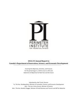 2014/15 Annual Report to Canada's Department of Innovation, Science