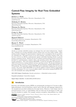 Control-Flow Integrity for Real-Time Embedded Systems Robert J