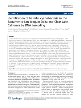 Identification of Harmful Cyanobacteria in the Sacramento