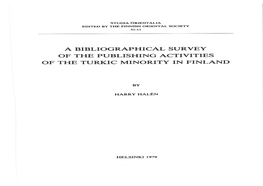 A Bibliographical Survey of the Turkic Minority in Finland