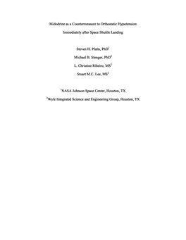 Midodrine As a Countermeasure to Orthostatic Hypotension