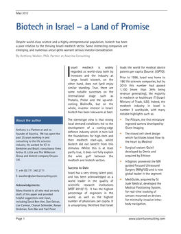 Biotech in Israel – a Land of Promise