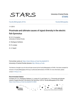 Proximate and Ultimate Causes of Signal Diversity in the Electric Fish Gymnotus