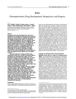 Chemopreventive Drug Development: Perspectives and Progress