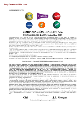CORPORACIÓN LINDLEY SA Citi JP Morgan